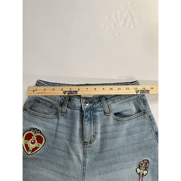 Sailor Moon Icons Embroidered Mom Jeans Size 1 Hot Topic Exclusive Cat Moon - Picture 9 of 16